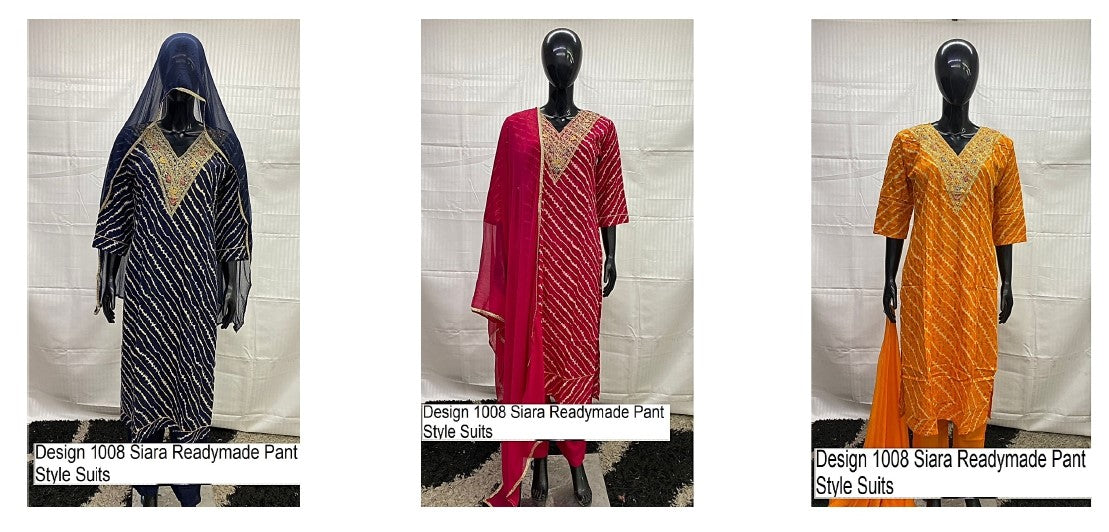 Design 1008 Siara Pure Cotton Readymade Pant Style Suits Wholesale