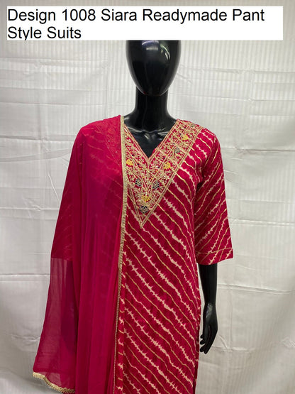 Design 1008 Siara Pure Cotton Readymade Pant Style Suits Wholesale