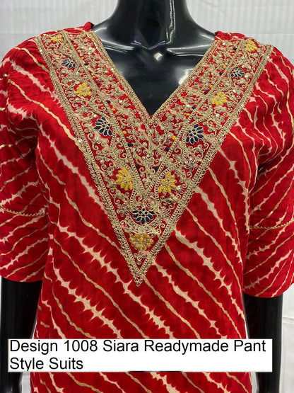 Design 1008 Siara Pure Cotton Readymade Pant Style Suits Wholesale