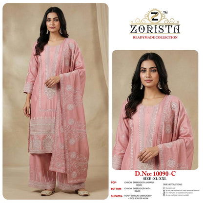 Design 10090 Zorista Chinnon Silk Pakistani Readymade Suits Wholesaler Ahmedabad