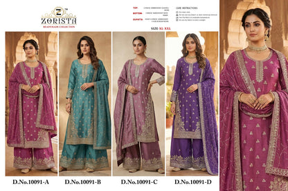 Design 10091 Zorista Chinnon Pakistani Readymade Suits Wholesaler India