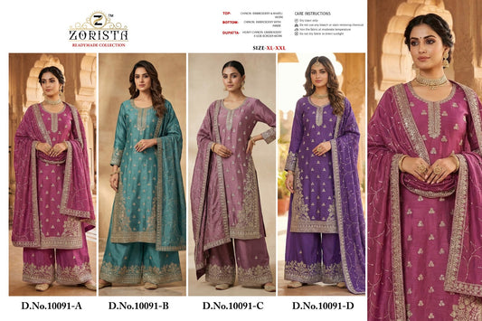 Design 10091 Zorista Chinnon Pakistani Readymade Suits Wholesaler India