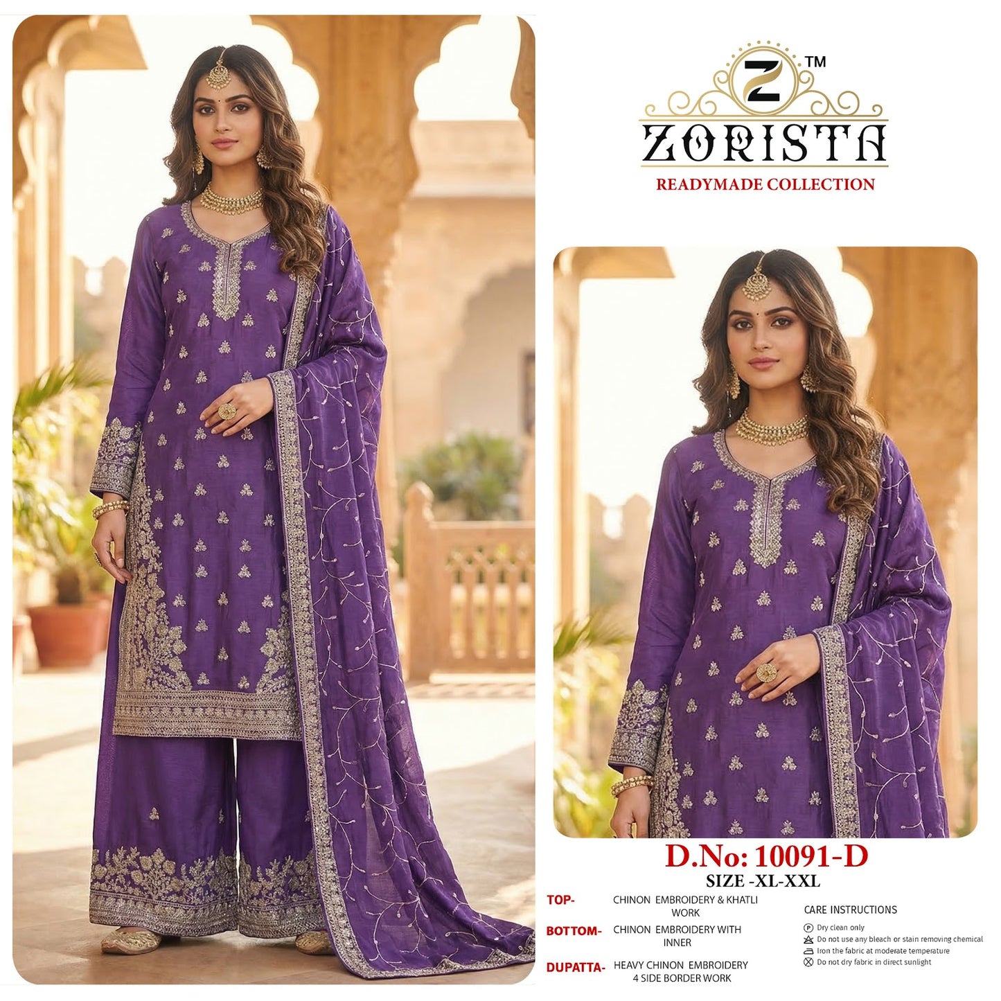 Design 10091 Zorista Chinnon Pakistani Readymade Suits Wholesaler India