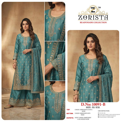 Design 10091 Zorista Chinnon Pakistani Readymade Suits Wholesaler India