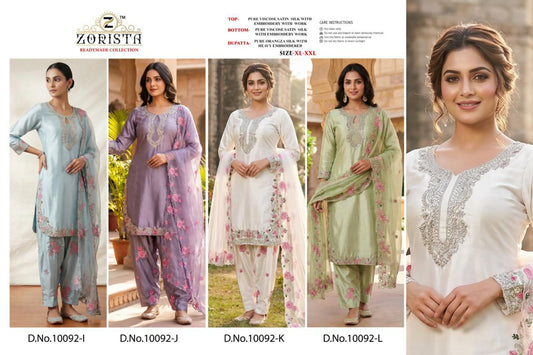 Design 10092 Ijkl Zorista Satin Silk Pakistani Readymade Suits Manufacturer