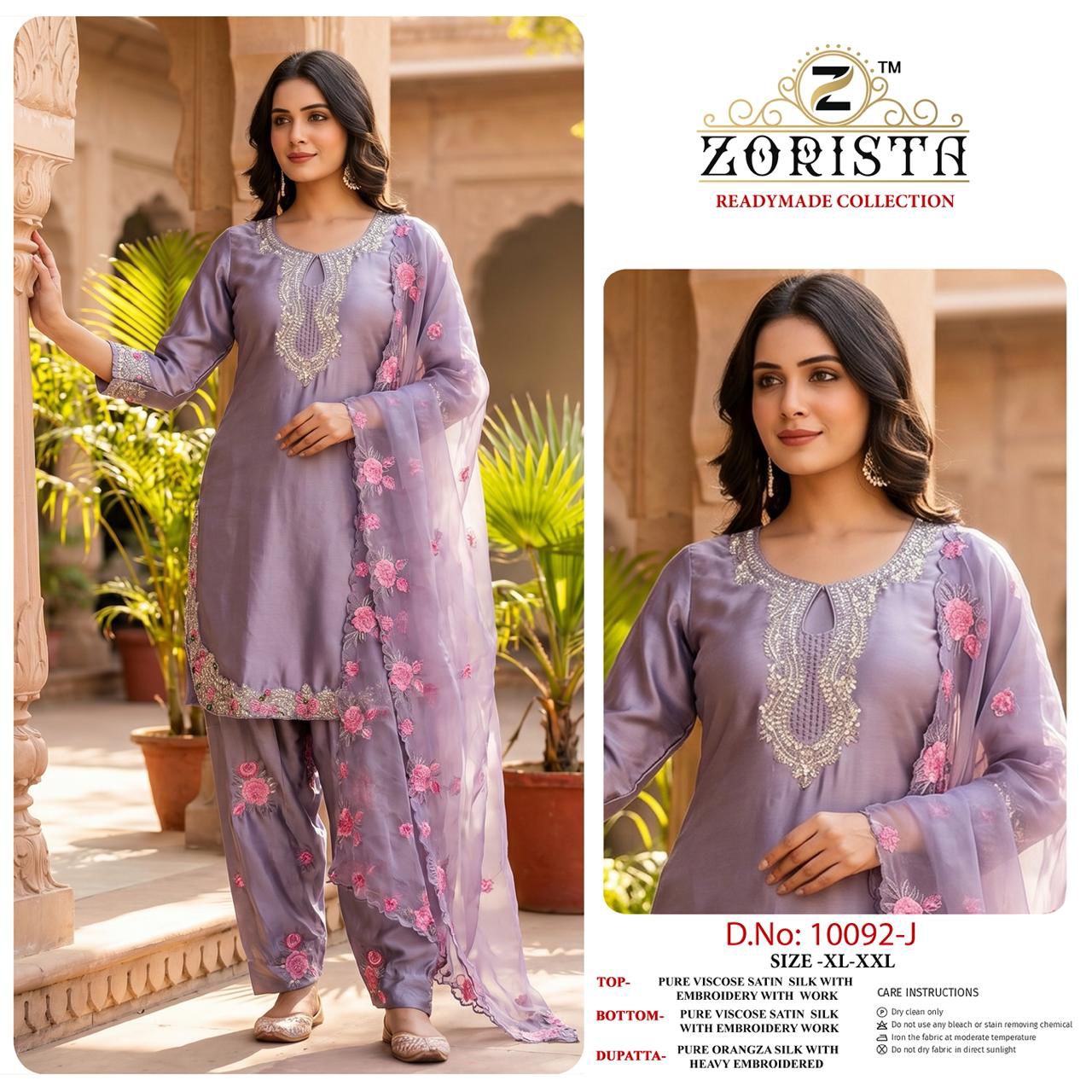 Design 10092 Ijkl Zorista Satin Silk Pakistani Readymade Suits Manufacturer