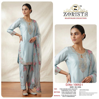 Design 10092 Ijkl Zorista Satin Silk Pakistani Readymade Suits Manufacturer