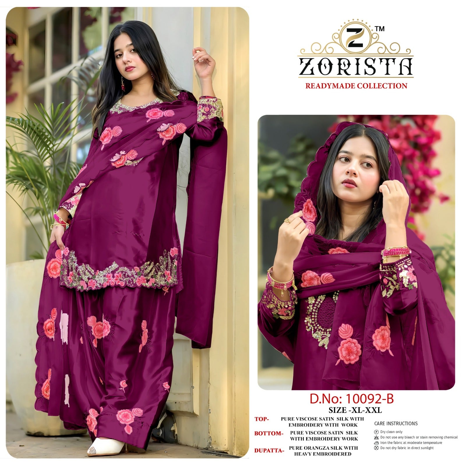 Design 10092 Zorista Satin Silk Pakistani Readymade Suits Exporter Gujarat