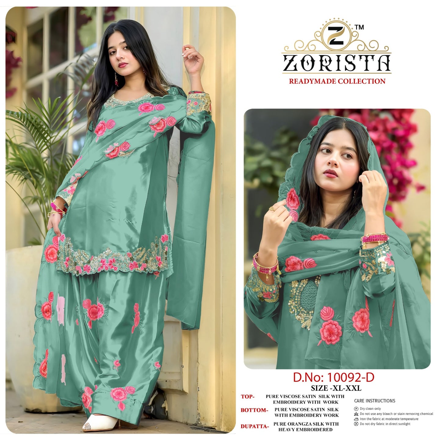 Design 10092 Zorista Satin Silk Pakistani Readymade Suits Exporter Gujarat