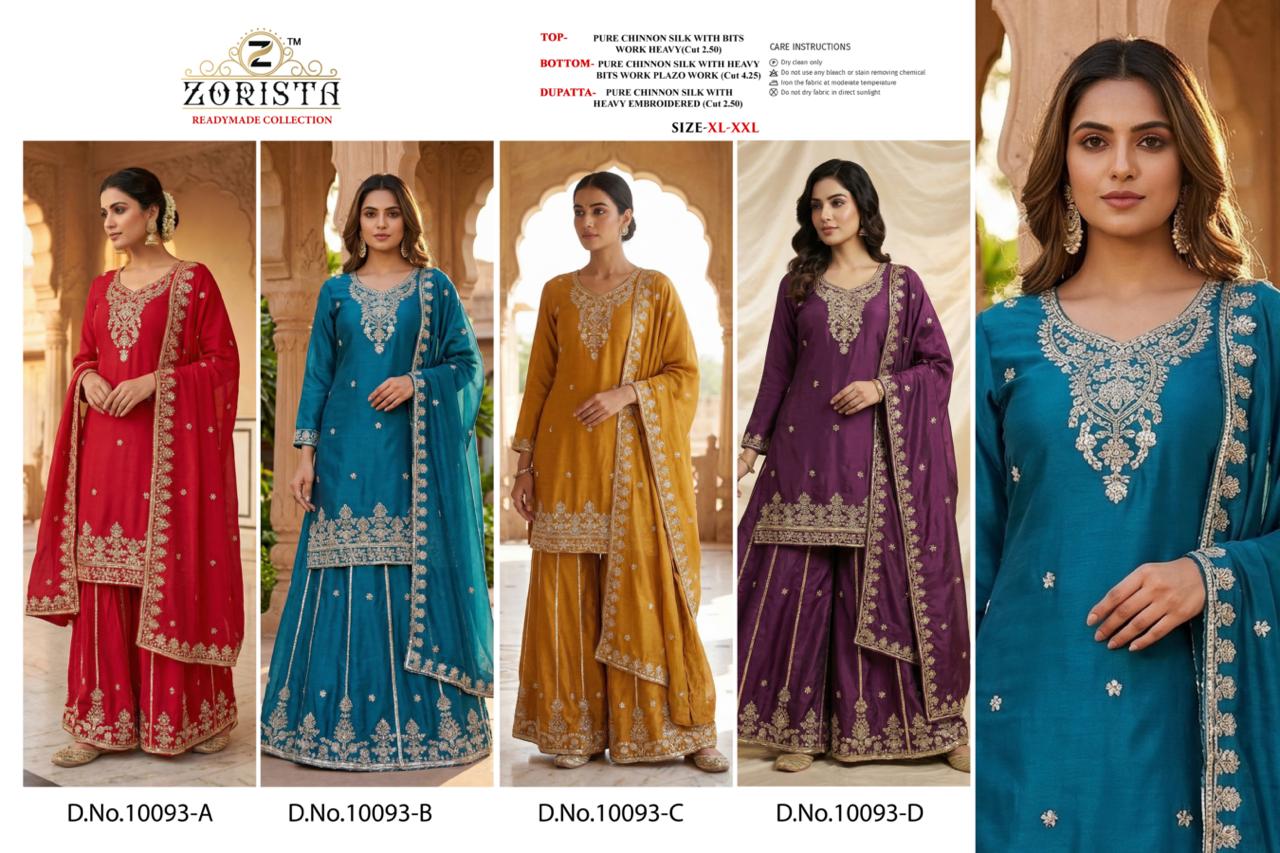 Design 10093 Zorista Chinnon Silk Pakistani Readymade Suits Wholesaler