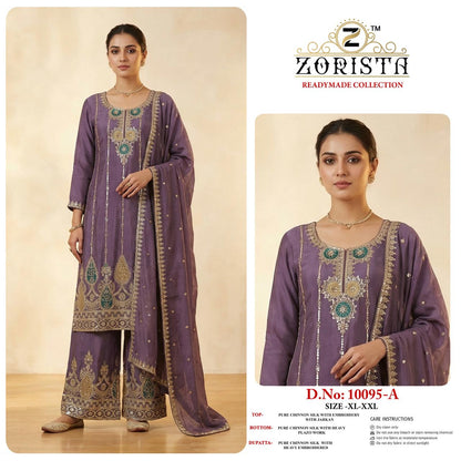 Design 10095 Zorista Chinnon Silk Pakistani Readymade Suits Wholesale Price