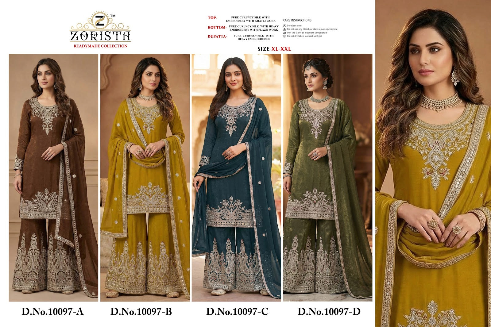 Design 10097 Zorista Crunchy Silk Pakistani Readymade Suits Wholesale Price