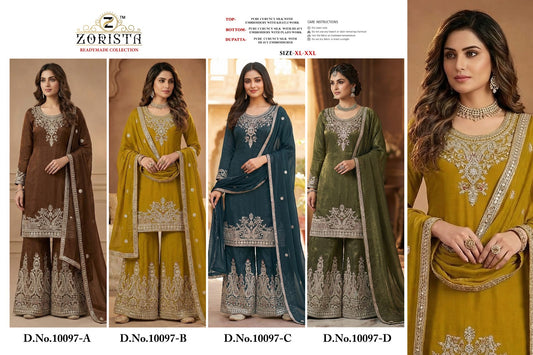 Design 10097 Zorista Crunchy Silk Pakistani Readymade Suits Wholesale Price
