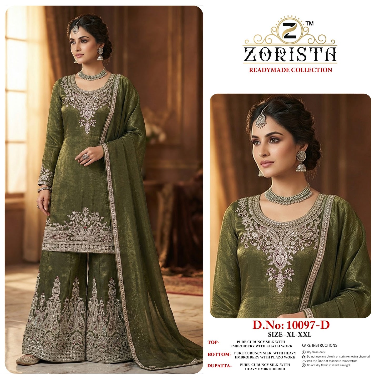 Design 10097 Zorista Crunchy Silk Pakistani Readymade Suits Wholesale Price