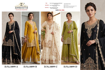 Design 10099 Zorista Chinnon Silk Pakistani Readymade Suits Manufacturer Ahmedabad