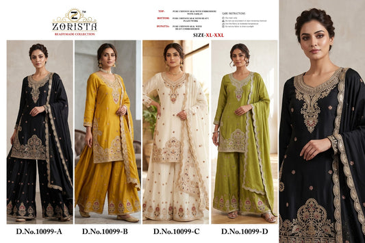 Design 10099 Zorista Chinnon Silk Pakistani Readymade Suits Manufacturer Ahmedabad