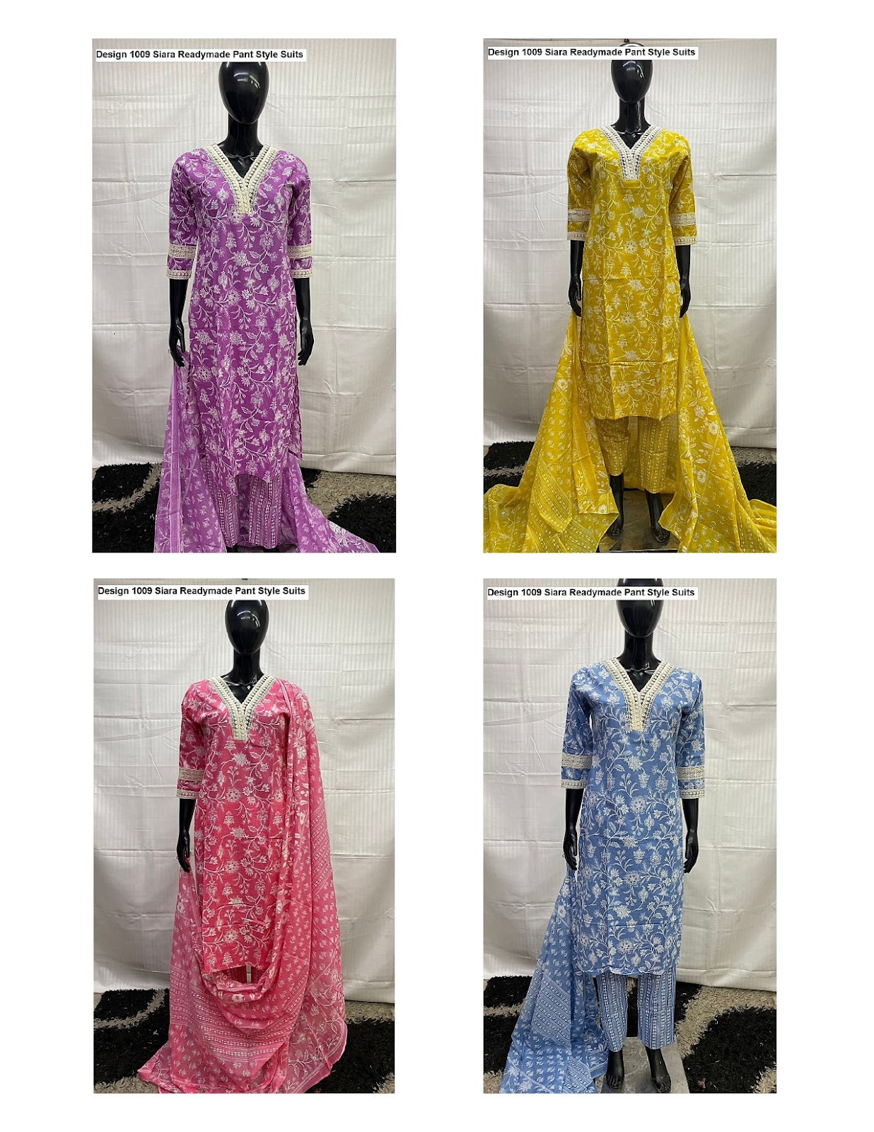 Design 1009 Siara Pure Cotton Readymade Pant Style Suits Wholesaler Gujarat