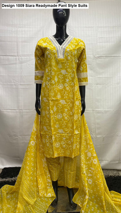 Design 1009 Siara Pure Cotton Readymade Pant Style Suits Wholesaler Gujarat