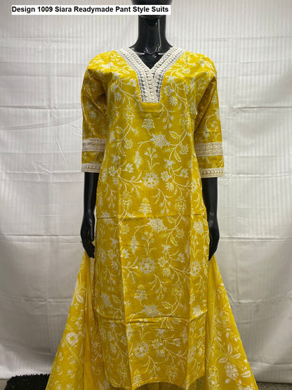 Design 1009 Siara Pure Cotton Readymade Pant Style Suits Wholesaler Gujarat
