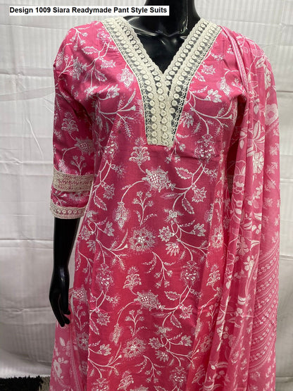 Design 1009 Siara Pure Cotton Readymade Pant Style Suits Wholesaler Gujarat