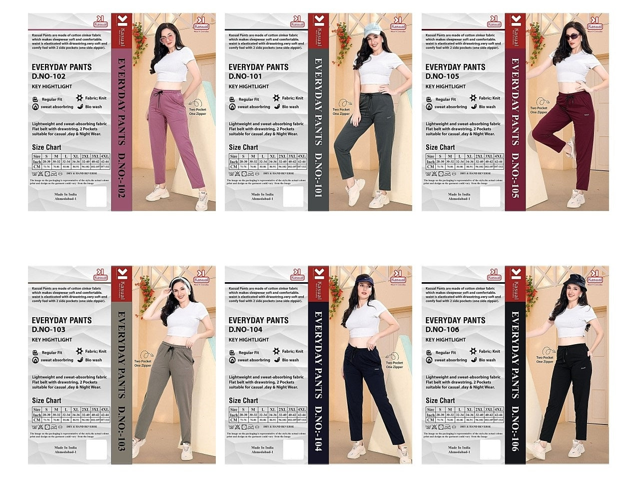 Design 101-106 Kasual Knit Women Track Pants Manufacturer Ahmedabad