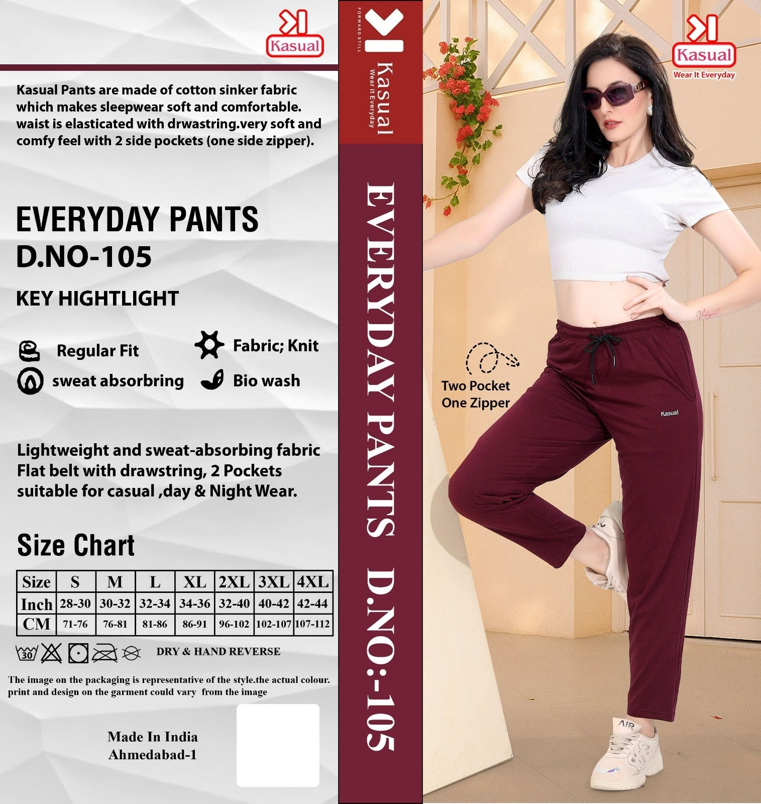 Design 101-106 Kasual Knit Women Track Pants Manufacturer Ahmedabad
