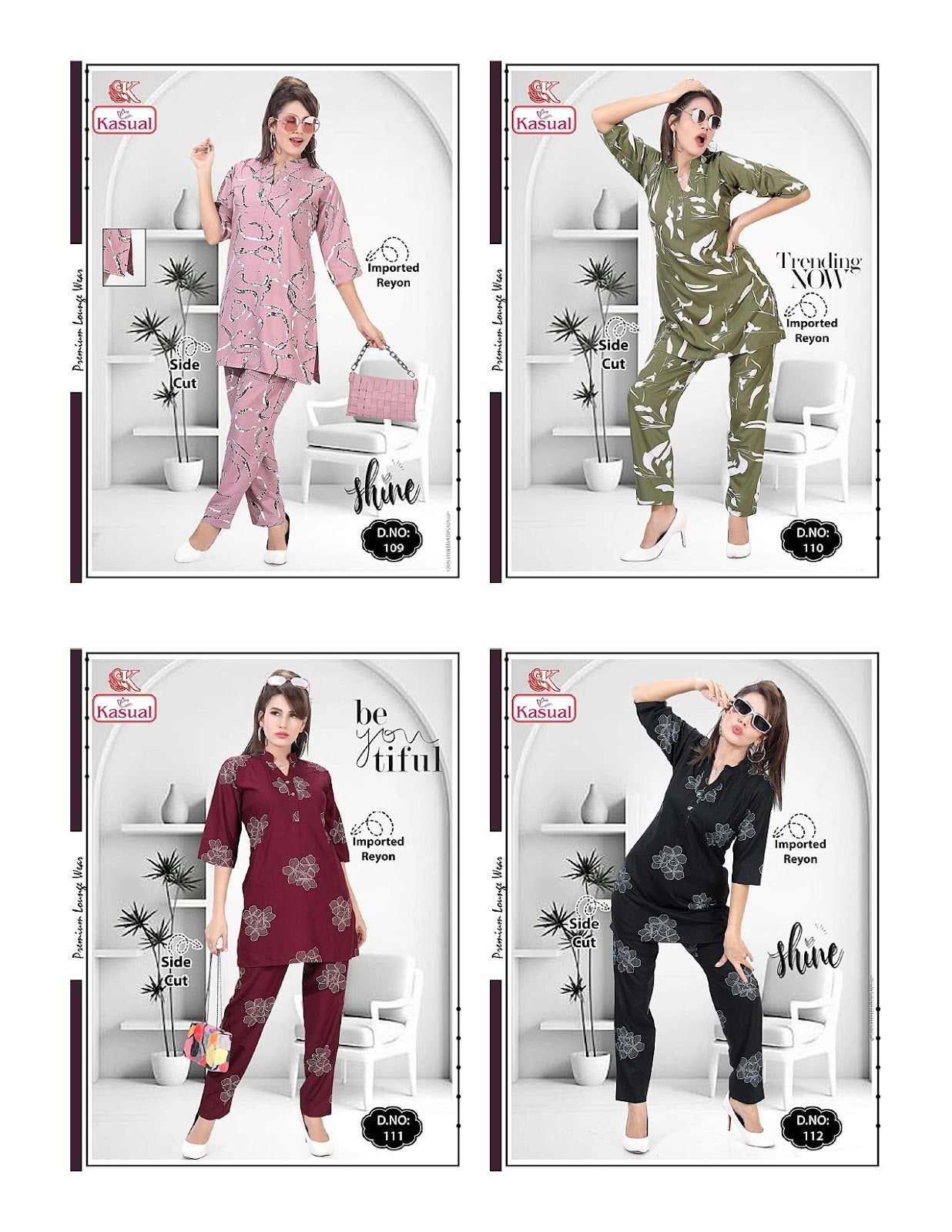 Design 101-112 Kasual Imported Co Ord Set Supplier India