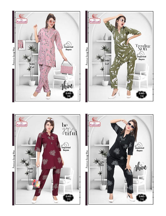 Design 101-112 Kasual Imported Co Ord Set Supplier India