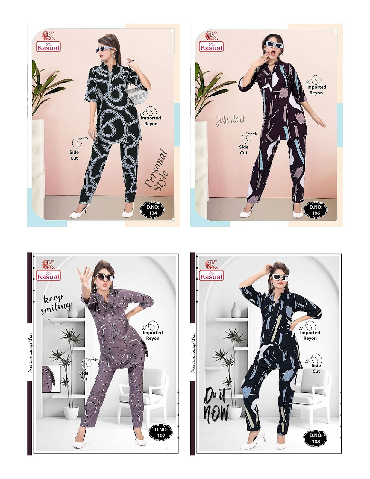 Design 101-112 Kasual Imported Co Ord Set Supplier India