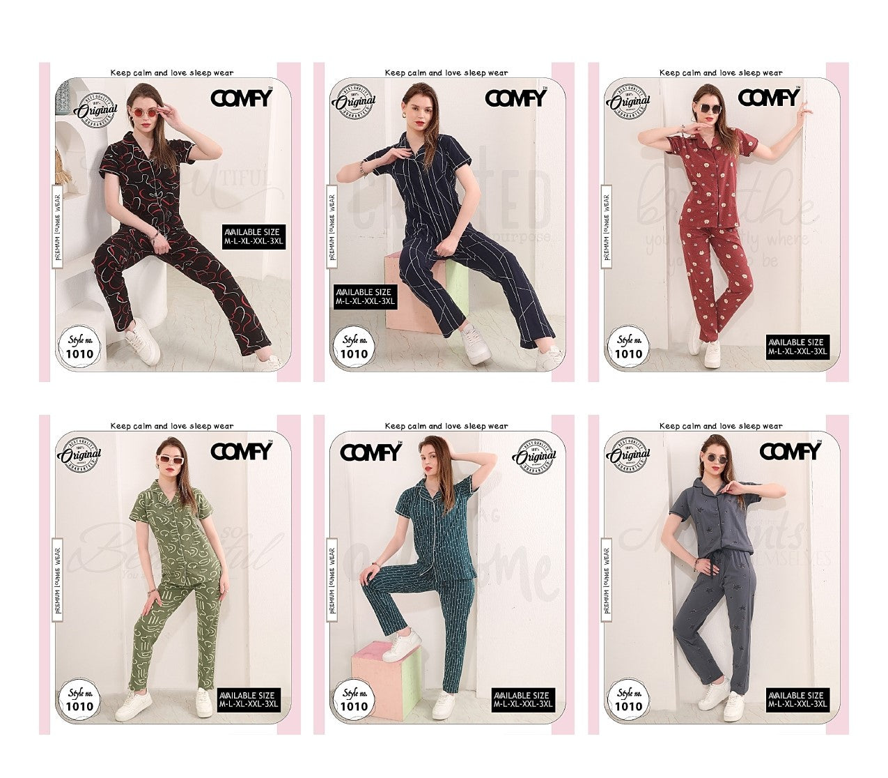 Design 1010 Comfy Cotton Collar Night Suits Supplier Ahmedabad