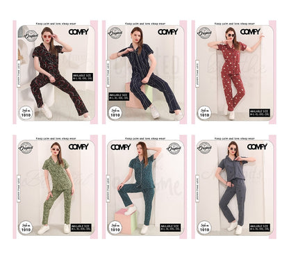 Design 1010 Comfy Cotton Collar Night Suits Supplier Ahmedabad