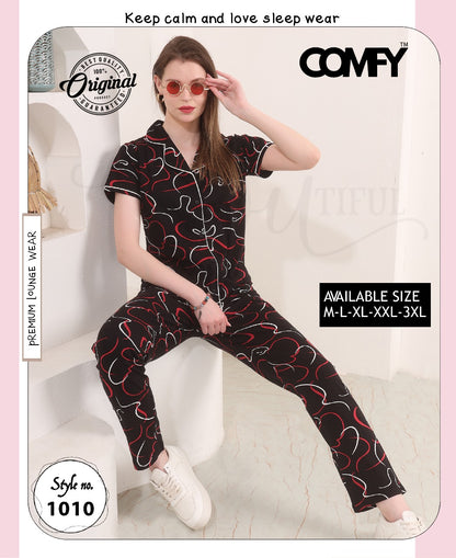 Design 1010 Comfy Cotton Collar Night Suits Supplier Ahmedabad