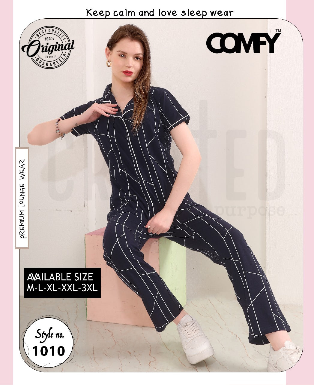 Design 1010 Comfy Cotton Collar Night Suits Supplier Ahmedabad