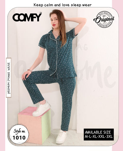 Design 1010 Comfy Cotton Collar Night Suits Supplier Ahmedabad