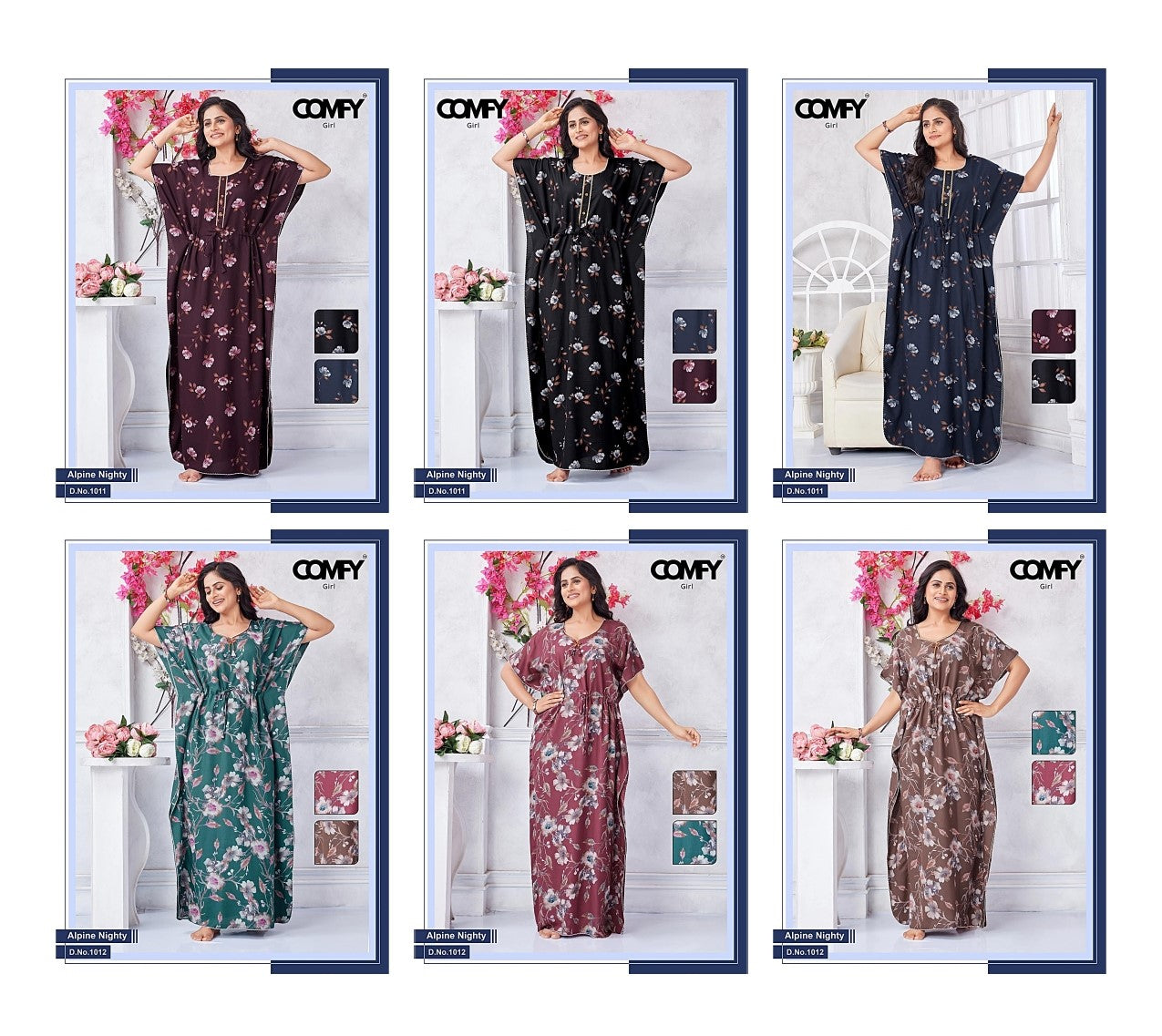 Design 1011-1012 Comfy Alpine Kaftan Nighty Exporter Ahmedabad