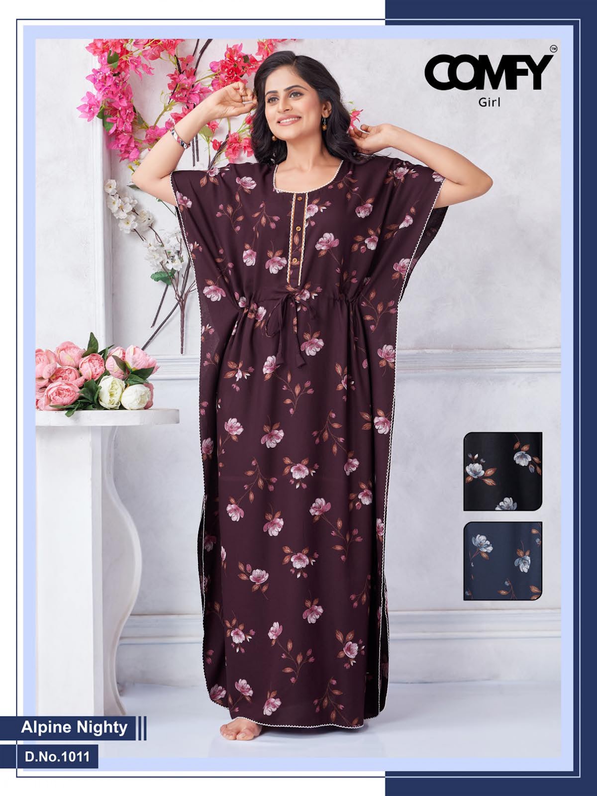 Design 1011-1012 Comfy Alpine Kaftan Nighty Exporter Ahmedabad