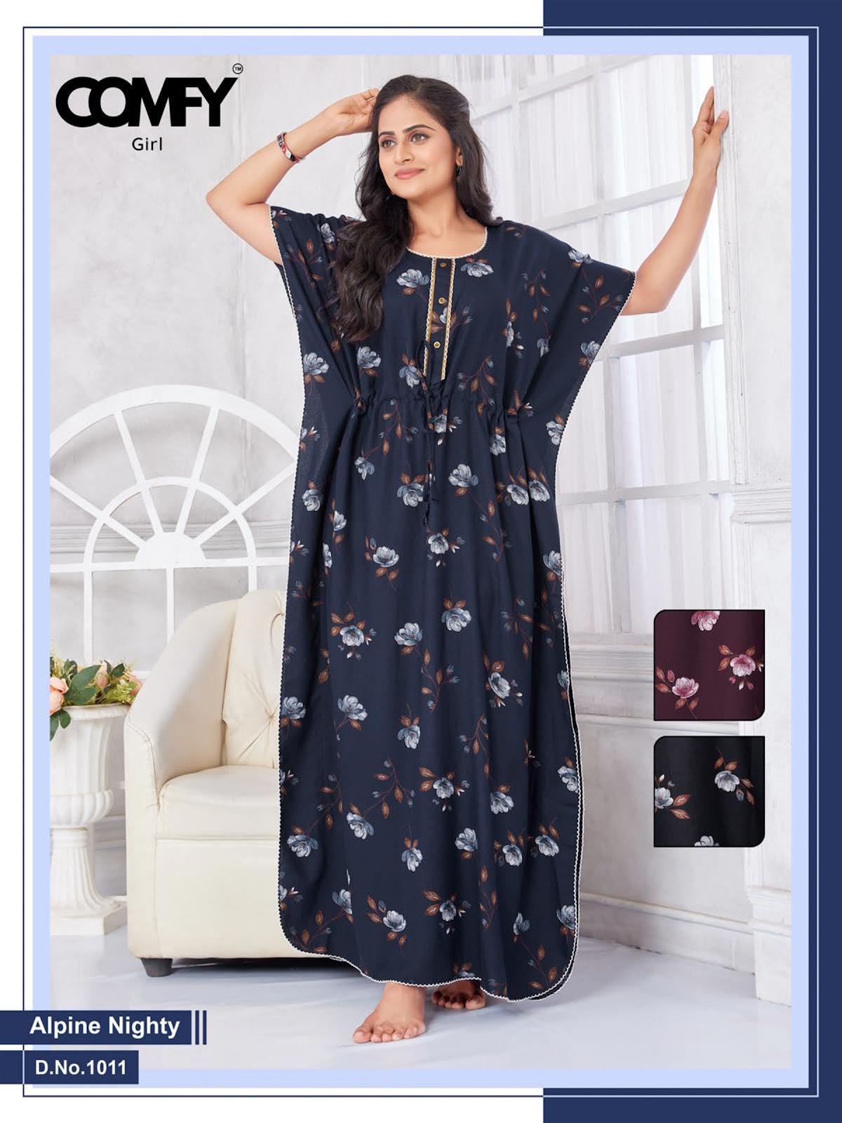 Design 1011-1012 Comfy Alpine Kaftan Nighty Exporter Ahmedabad