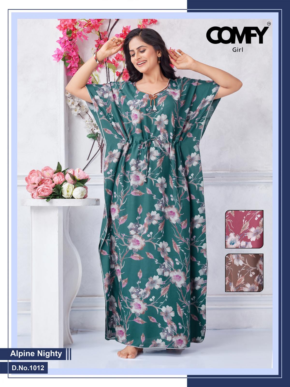 Design 1011-1012 Comfy Alpine Kaftan Nighty Exporter Ahmedabad