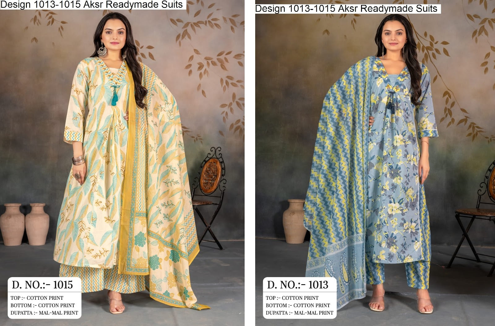 Design 1013-1015 Aksr Readymade Suits Manufacturer Gujarat