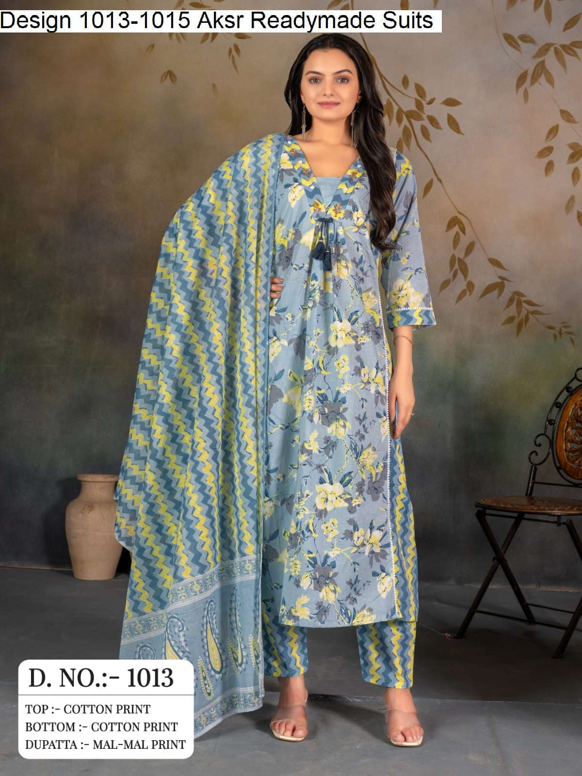 Design 1013-1015 Aksr Readymade Suits Manufacturer Gujarat