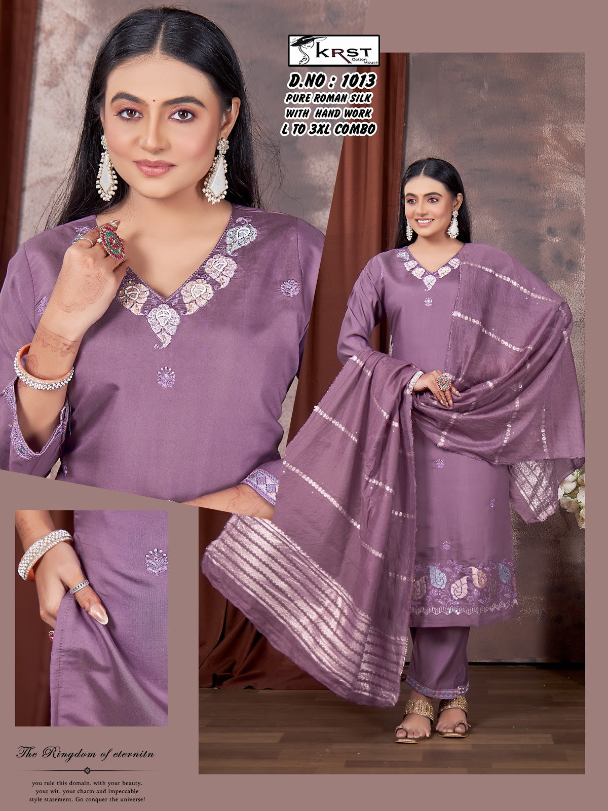 Design 1013 Krst Roman Silk Readymade Pant Style Suits Wholesale Price