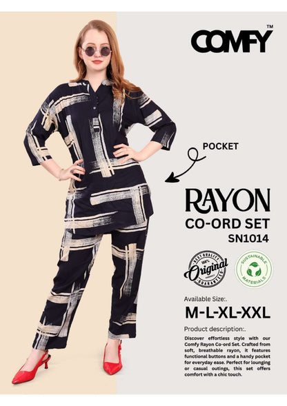 Design 1014 Comfy Heavy Rayon Co Ord Set Wholesaler Gujarat