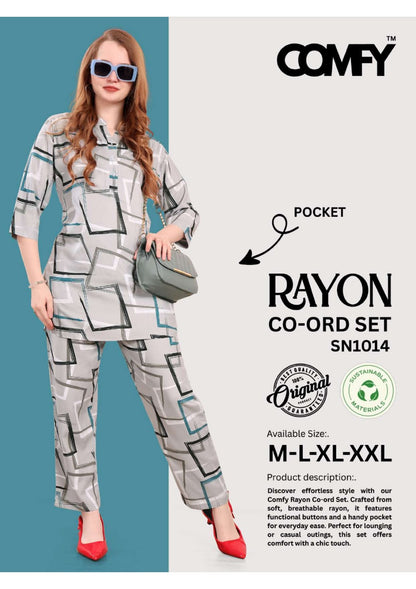 Design 1014 Comfy Heavy Rayon Co Ord Set Wholesaler Gujarat