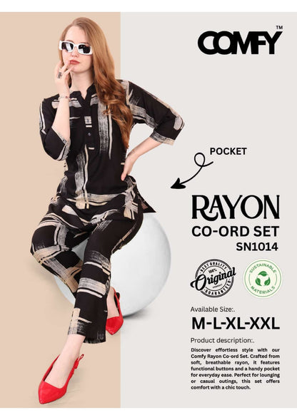 Design 1014 Comfy Heavy Rayon Co Ord Set Wholesaler Gujarat