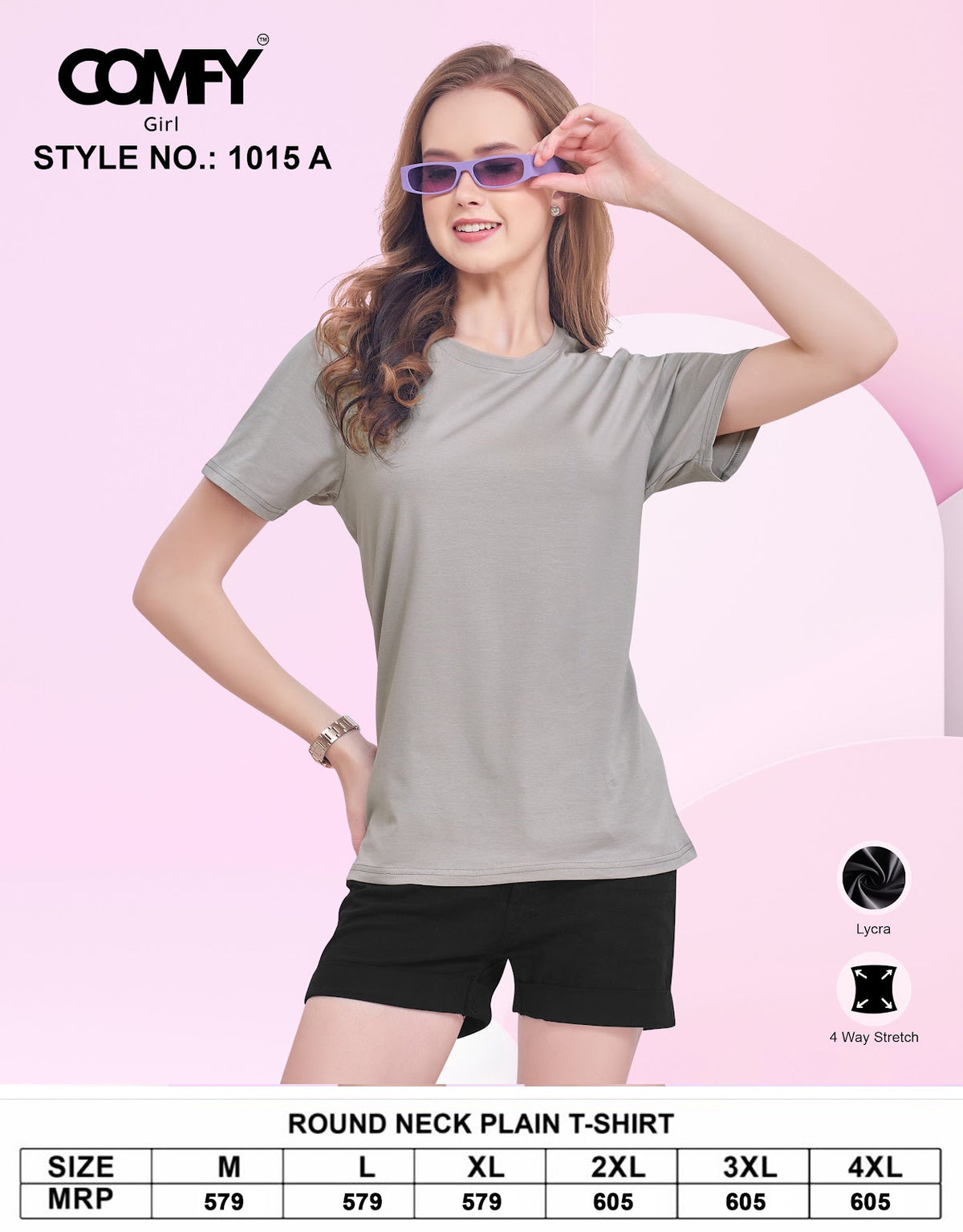 Design 1015 A Comfy Lycra Women Tshirt Wholesale Price