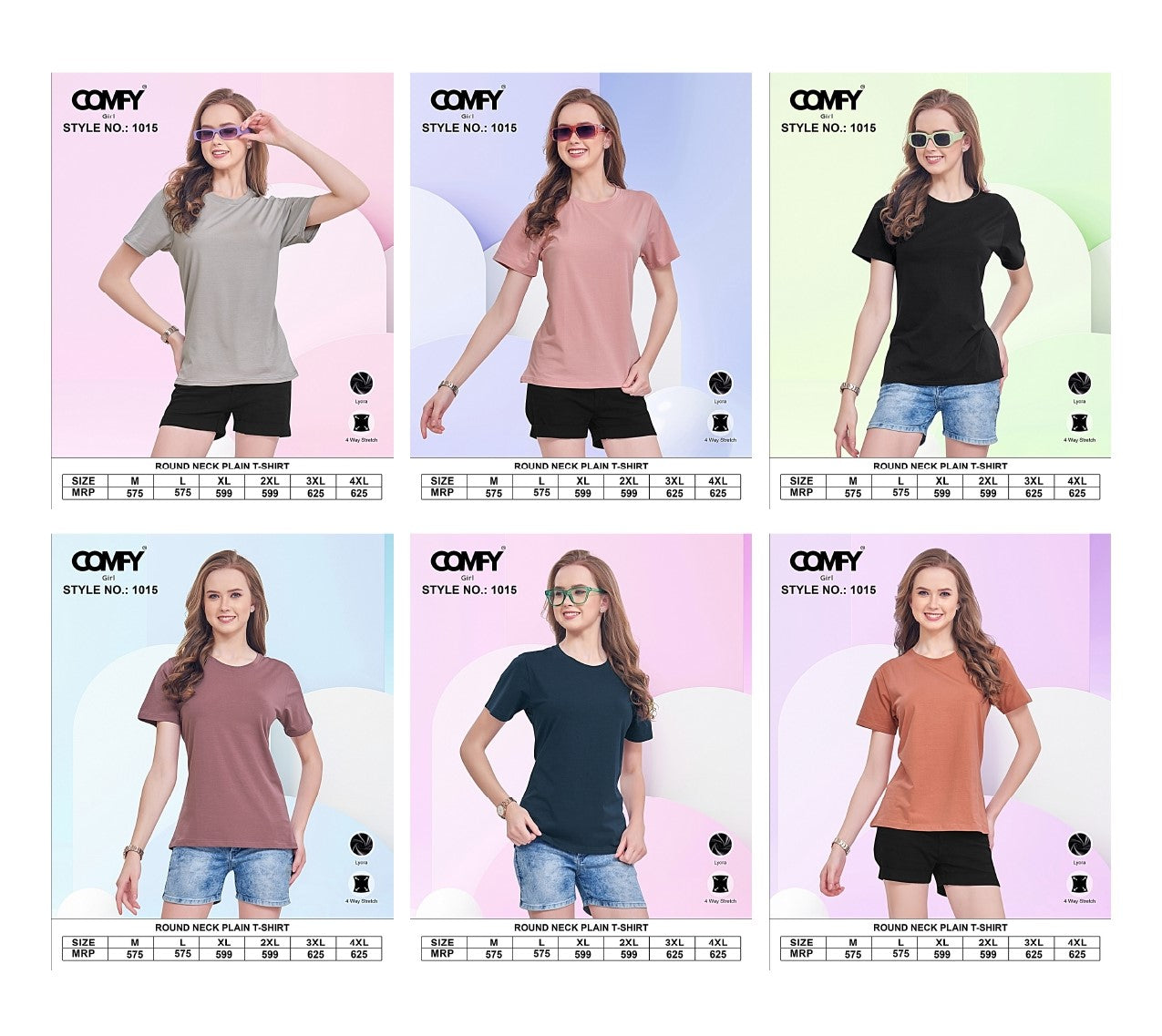 Design 1015 Comfy Lycra Women Tshirt Wholesale