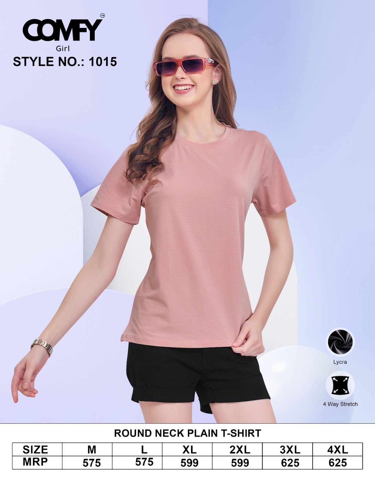 Design 1015 Comfy Lycra Women Tshirt Wholesale