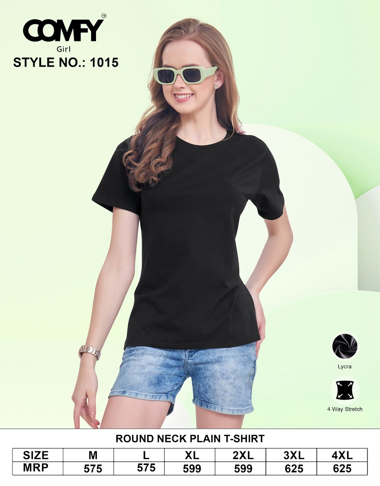 Design 1015 Comfy Lycra Women Tshirt Wholesale