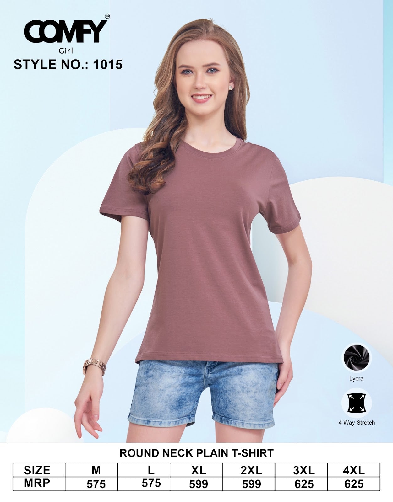 Design 1015 Comfy Lycra Women Tshirt Wholesale