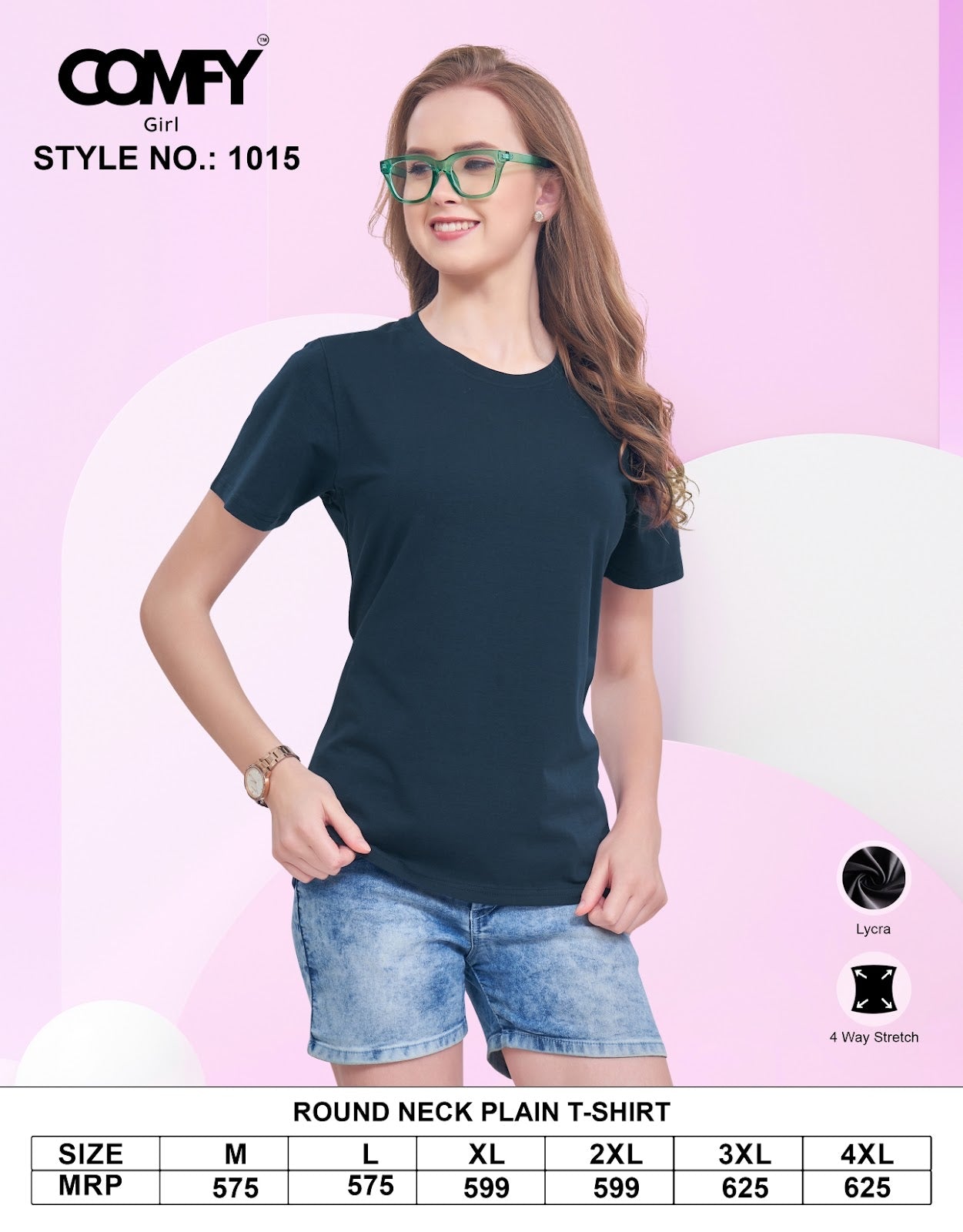 Design 1015 Comfy Lycra Women Tshirt Wholesale